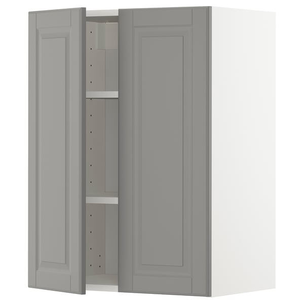 METOD - METOD Wall cabinet with shelves/2 doors, white/Bodbyn grey, 60x80 cm