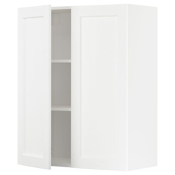 METOD wall cabinet with shelves/2 doors, white Enköping/white wood effect, 80x100 cm