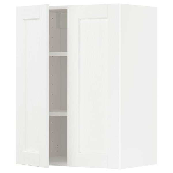METOD wall cabinet with shelves/2 doors, white Enköping/white wood effect, 60x80 cm