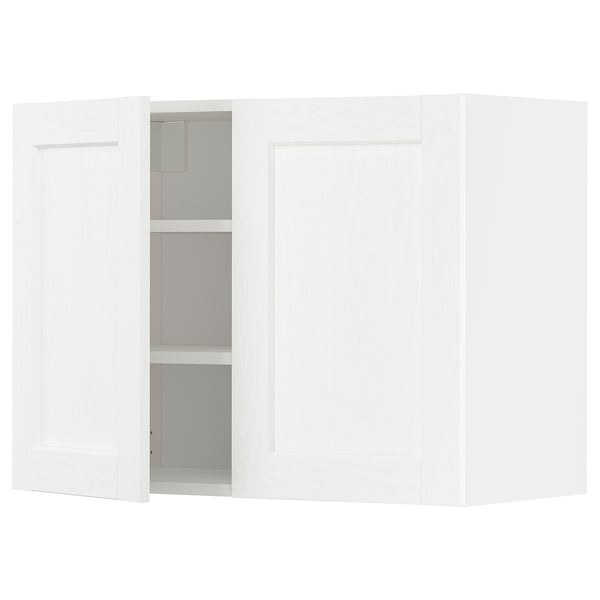 METOD wall cabinet with shelves/2 doors, white Enköping/white wood effect, 80x60 cm