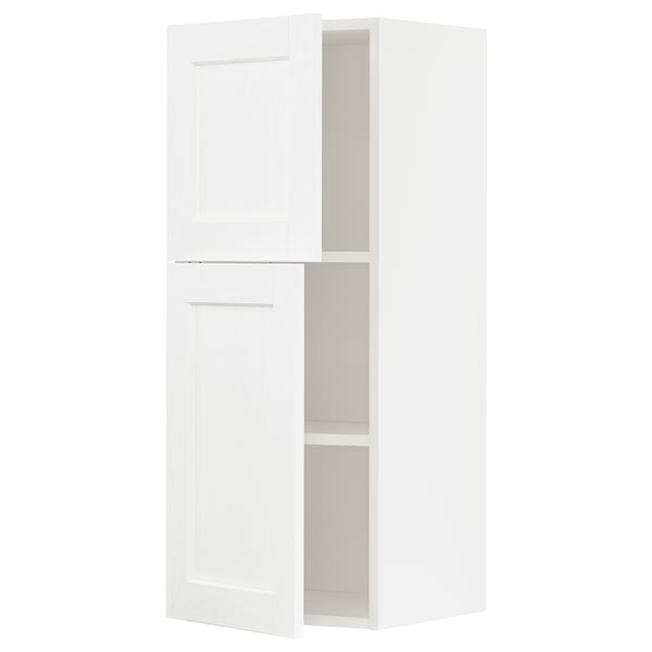 METOD - METOD Wall cabinet with shelves/2 doors, white Enköping/white wood effect, 40x100 cm