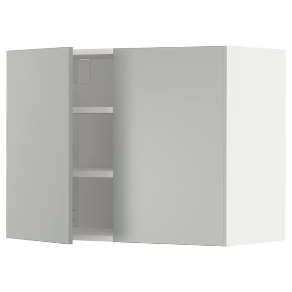 Ikea METOD - Wall cabinet with shelves/2 doors, white/Havstorp light grey, 80x60 cm