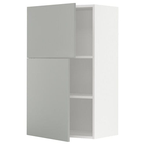 METOD wall cabinet with shelves/2 doors, white/Havstorp light grey, 60x100 cm