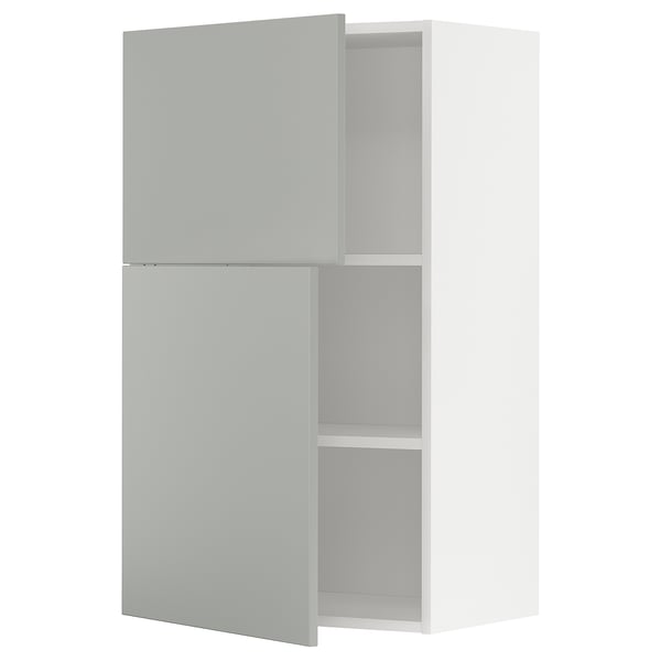 METOD - METOD Wall cabinet with shelves/2 doors, white/Havstorp light grey, 60x100 cm