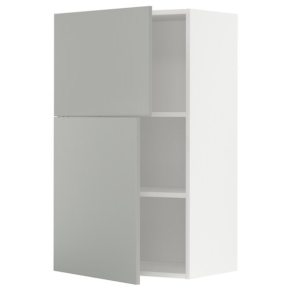 METOD - Wall cabinet with shelves/2 doors, white/Havstorp light grey, 60x100 cm