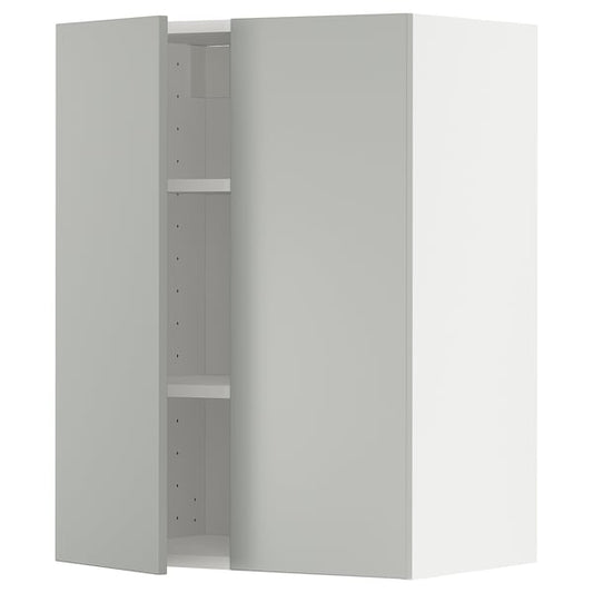 Ikea METOD - Wall cabinet with shelves/2 doors, white/Havstorp light grey, 60x80 cm