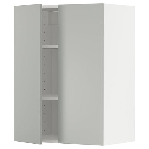 METOD wall cabinet with shelves/2 doors, white/Havstorp light grey, 60x80 cm