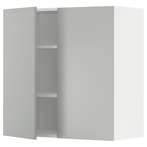 METOD wall cabinet with shelves/2 doors, white/Havstorp light grey, 80x80 cm
