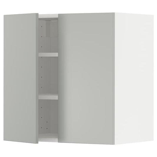 Ikea METOD - Wall cabinet with shelves/2 doors, white/Havstorp light grey, 60x60 cm