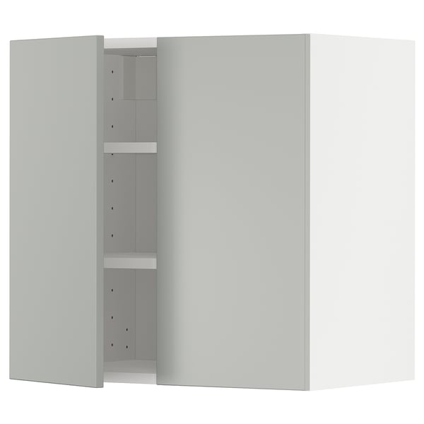 METOD - METOD Wall cabinet with shelves/2 doors, white/Havstorp light grey, 60x60 cm
