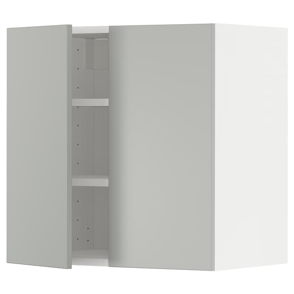 METOD - Wall cabinet with shelves/2 doors, white/Havstorp light grey, 60x60 cm