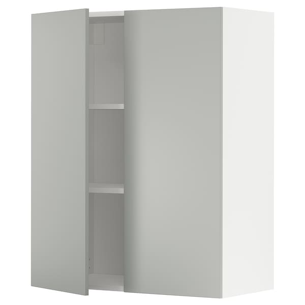 METOD - Wall cabinet with shelves/2 doors, white/Havstorp light grey, 80x100 cm