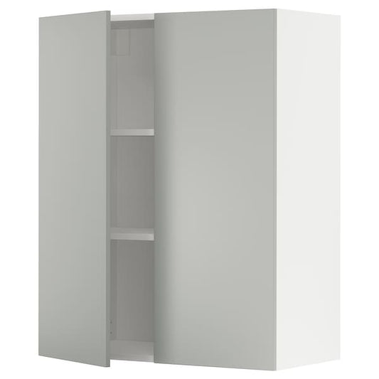 Ikea METOD - Wall cabinet with shelves/2 doors, white/Havstorp light grey, 80x100 cm