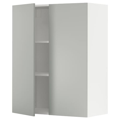 METOD wall cabinet with shelves/2 doors, white/Havstorp light grey, 80x100 cm