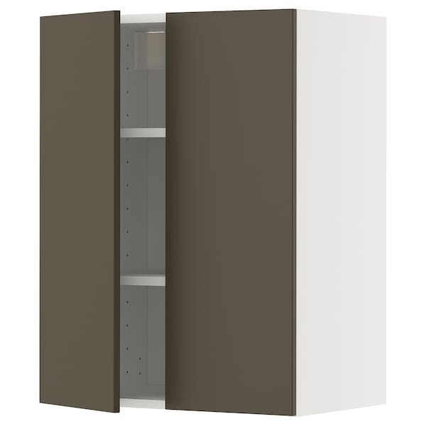 METOD - Wall cabinet with shelves/2 doors, white/Havstorp brown-beige, 60x80 cm