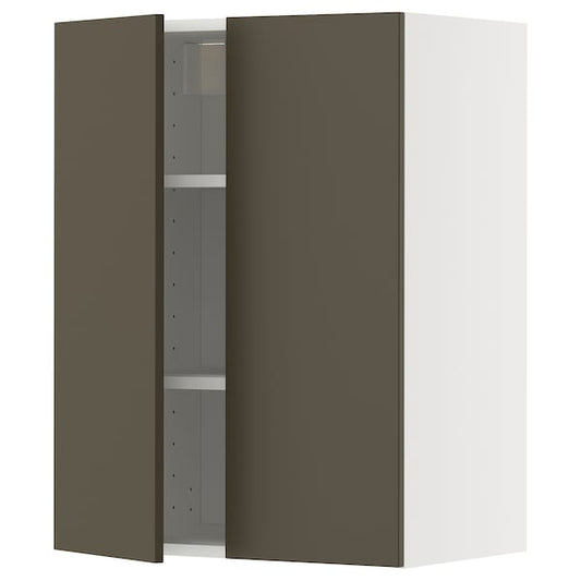 Ikea METOD - Wall cabinet with shelves/2 doors, white/Havstorp brown-beige, 60x80 cm