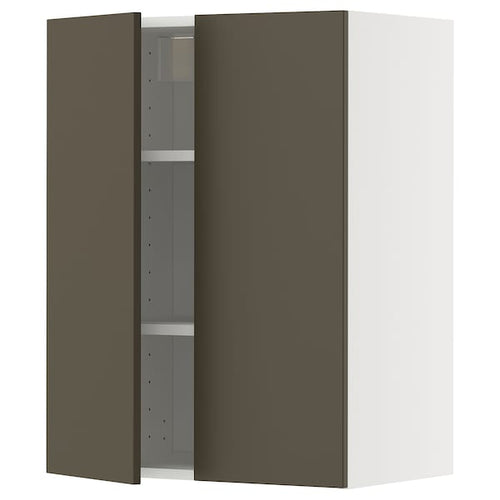 METOD wall cabinet with shelves/2 doors, white/Havstorp brown-beige, 60x80 cm