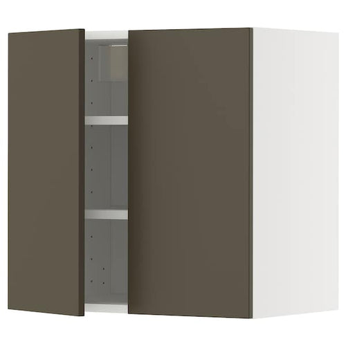 METOD wall cabinet with shelves/2 doors, white/Havstorp brown-beige, 60x60 cm