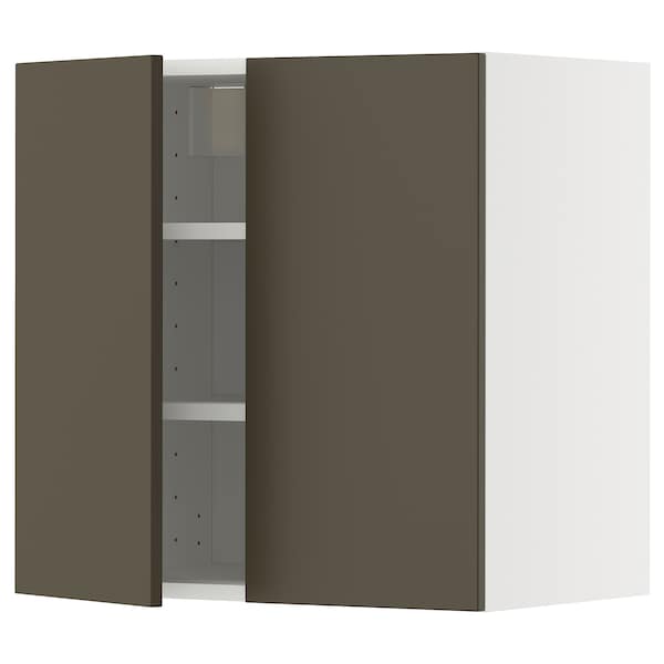 METOD - Wall cabinet with shelves/2 doors, white/Havstorp brown-beige, 60x60 cm