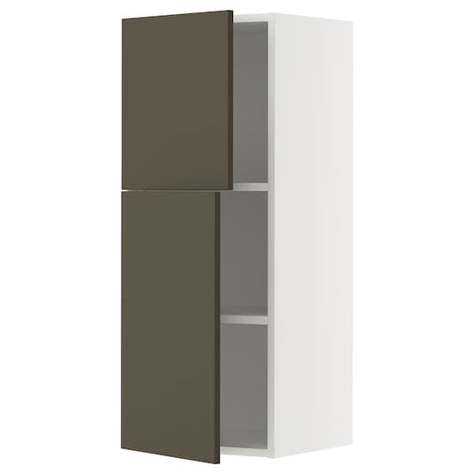Ikea METOD - Wall cabinet with shelves/2 doors, white/Havstorp brown-beige, 40x100 cm
