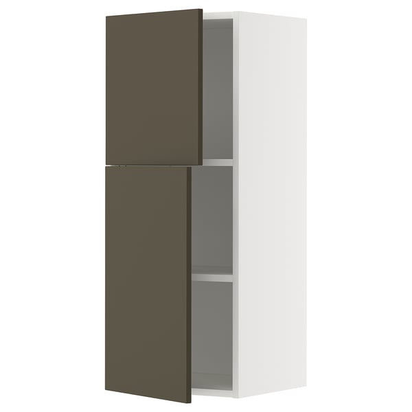 METOD - Wall cabinet with shelves/2 doors, white/Havstorp brown-beige, 40x100 cm