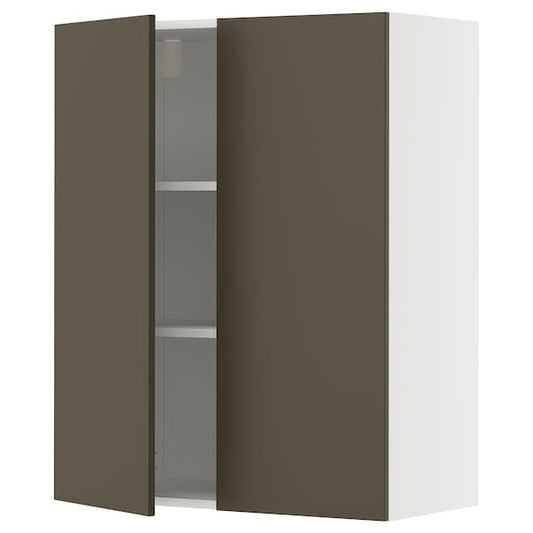 Ikea METOD - Wall cabinet with shelves/2 doors, white/Havstorp brown-beige, 80x100 cm