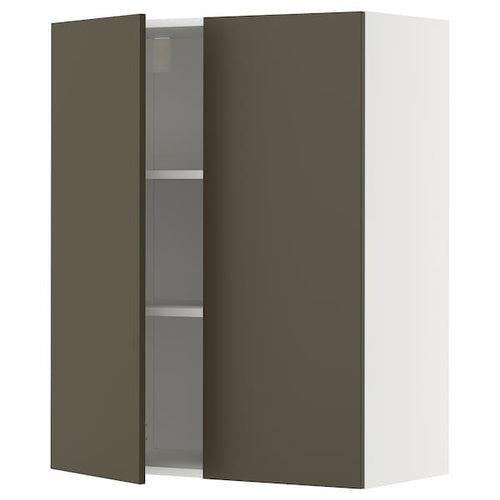 METOD wall cabinet with shelves/2 doors, white/Havstorp brown-beige, 80x100 cm