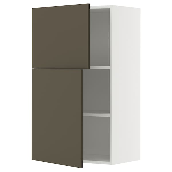 METOD - Wall cabinet with shelves/2 doors, white/Havstorp brown-beige, 60x100 cm