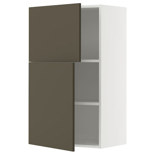 Ikea METOD - Wall cabinet with shelves/2 doors, white/Havstorp brown-beige, 60x100 cm