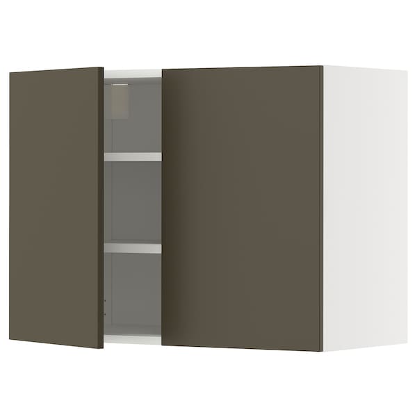 METOD - Wall cabinet with shelves/2 doors, white/Havstorp brown-beige, 80x60 cm