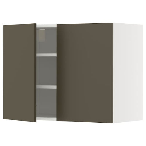 METOD wall cabinet with shelves/2 doors, white/Havstorp brown-beige, 80x60 cm