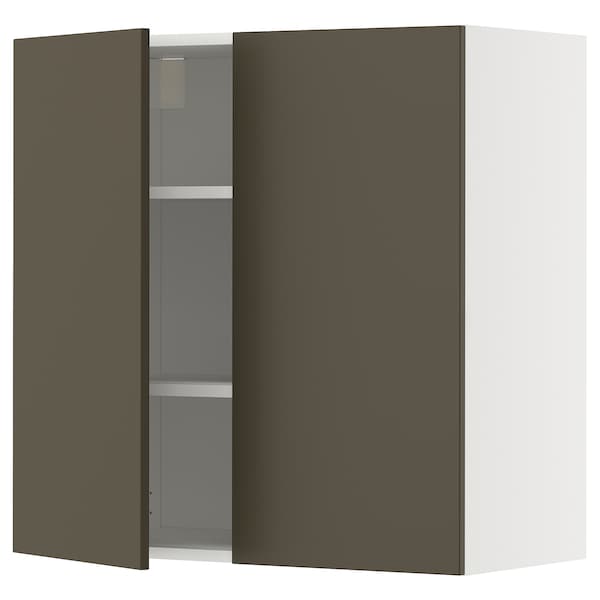 METOD - Wall cabinet with shelves/2 doors, white/Havstorp brown-beige, 80x80 cm