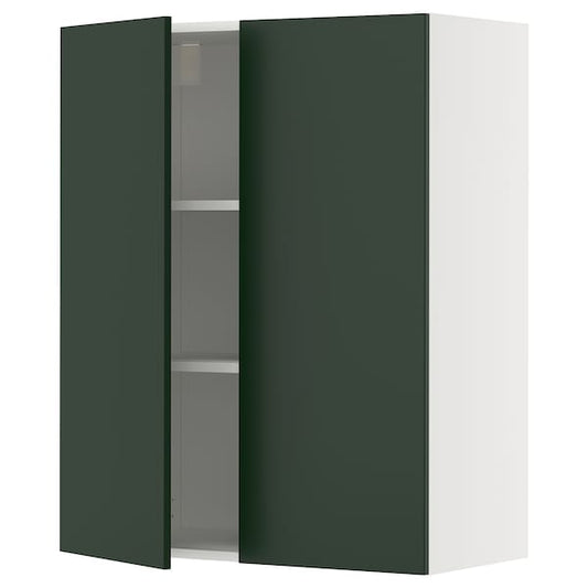 Ikea METOD - Wall cabinet with shelves/2 doors, white/Havstorp deep green, 80x100 cm