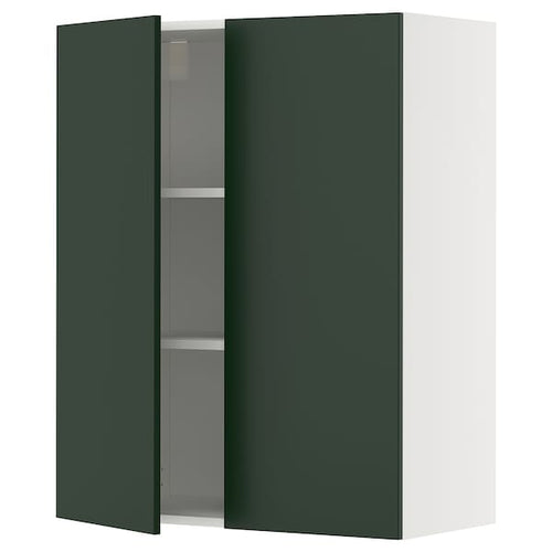 METOD wall cabinet with shelves/2 doors, white/Havstorp deep green, 80x100 cm