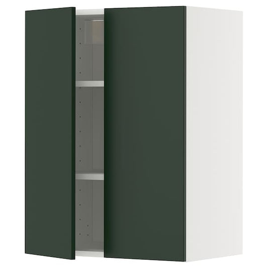 Ikea METOD - Wall cabinet with shelves/2 doors, white/Havstorp deep green, 60x80 cm