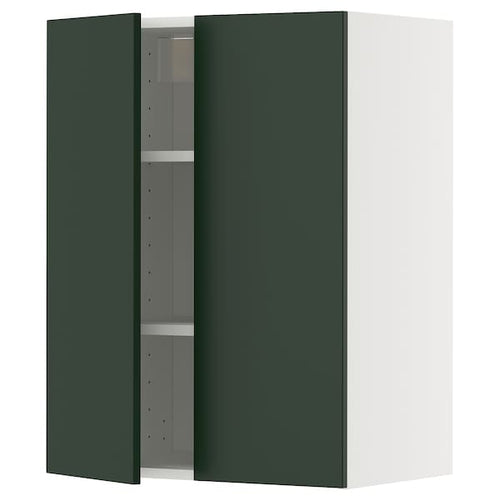 METOD wall cabinet with shelves/2 doors, white/Havstorp deep green, 60x80 cm