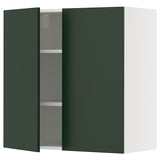 METOD wall cabinet with shelves/2 doors, white/Havstorp deep green, 80x80 cm