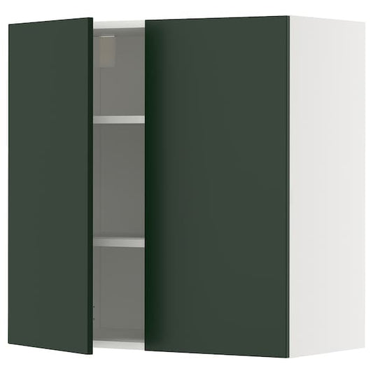 Ikea METOD - Wall cabinet with shelves/2 doors, white/Havstorp deep green, 80x80 cm