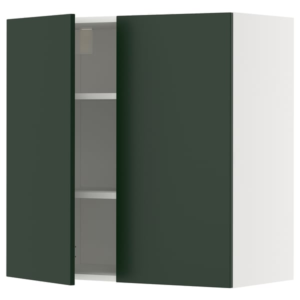 METOD - METOD Wall cabinet with shelves/2 doors, white/Havstorp deep green, 80x80 cm