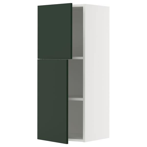 METOD wall cabinet with shelves/2 doors, white/Havstorp deep green, 40x100 cm