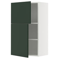 METOD - Wall unit with shelves/2 doors, white/Havstorp deep green,60x100 cm