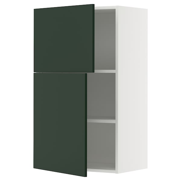 METOD - Wall cabinet with shelves/2 doors, white/Havstorp deep green, 60x100 cm