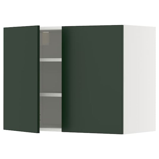 Ikea METOD - Wall cabinet with shelves/2 doors, white/Havstorp deep green, 80x60 cm