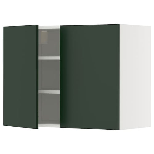METOD wall cabinet with shelves/2 doors, white/Havstorp deep green, 80x60 cm