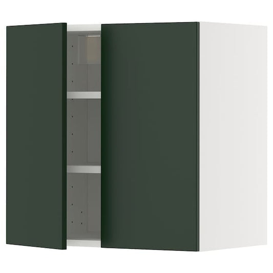 Ikea METOD - Wall cabinet with shelves/2 doors, white/Havstorp deep green, 60x60 cm