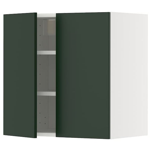 METOD wall cabinet with shelves/2 doors, white/Havstorp deep green, 60x60 cm