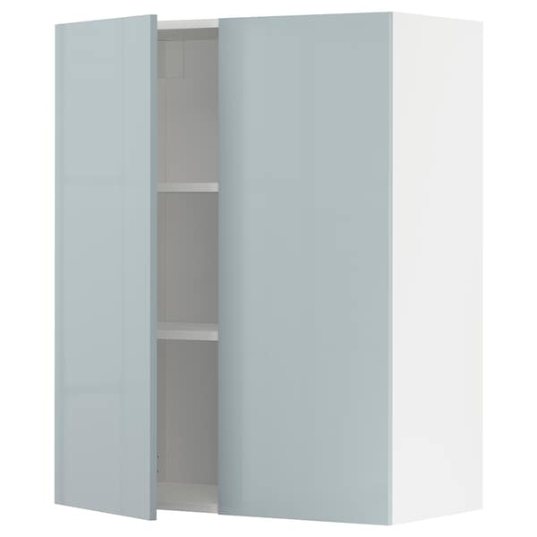 Ikea METOD - Wall cabinet with shelves/2 doors, white/Kallarp light grey-blue, 80x100 cm