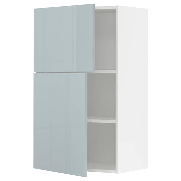 METOD - Wall cabinet with shelves/2 doors, white/Kallarp light grey-blue, 60x100 cm