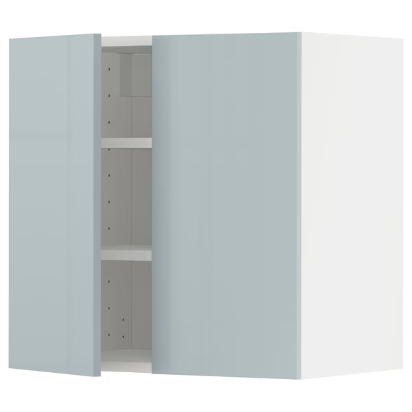 METOD - METOD Wall cabinet with shelves/2 doors, white/Kallarp light grey-blue, 60x60 cm
