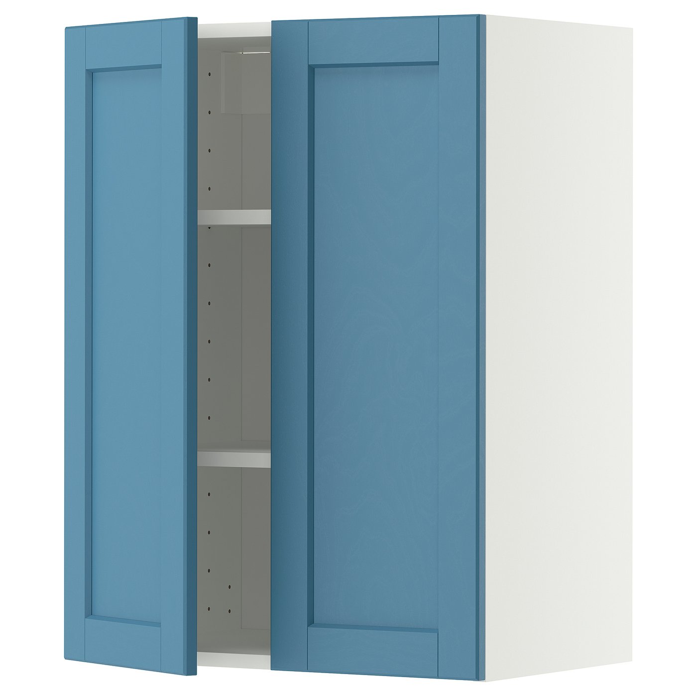 METOD wall cabinet with shelves/2 doors, white/Lerhyttan blue, 60.0x80.0x38.6 cm